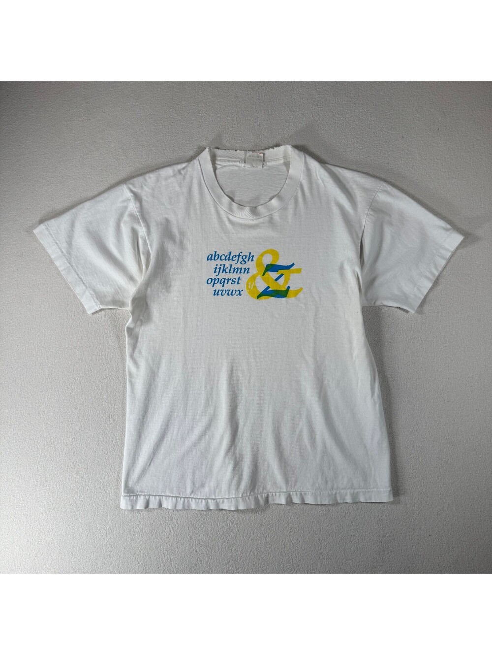 Vintage 90s A-Z Text Typography Fruit Of Loom T Shirt Size L
